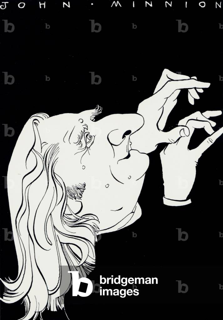 Image of Drawing depicting Old Franz Liszt caricatured conducting by John Minnion