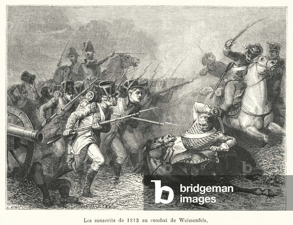 Les conscrits de 1813 au combat de Weissenfels (engraving)