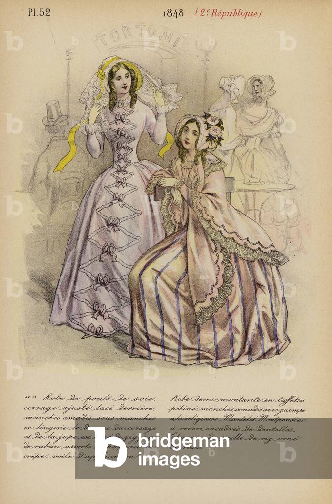 Moda francese: 1848, 2e Republique (litografia a colori)