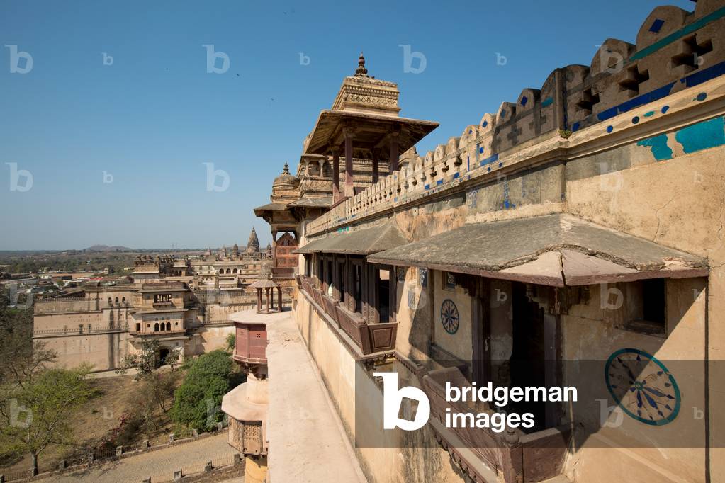 Exterior view of Jahangir Mahal, Orccha, Madhya Pradesh, India, February 2018 (photo)