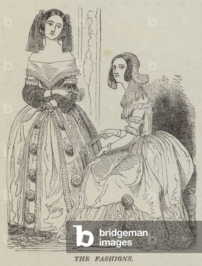 "Die Moden (Gravur)" 1842 von English School, b/w