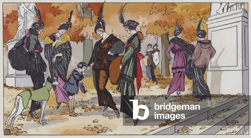 Image de Estampe représentant La mode féminine des années 1910 (lithographie couleur) par Georges Leonnec