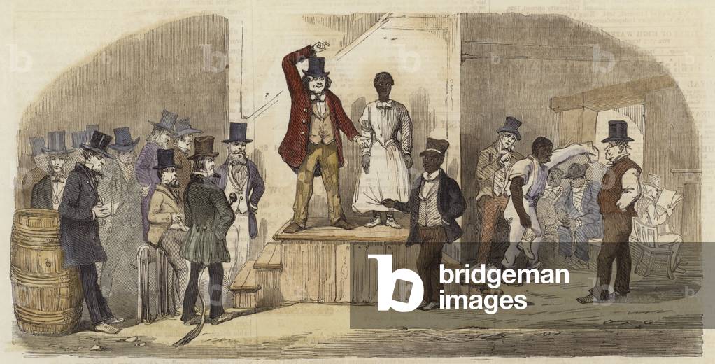 Image of Slave auction in Richmond, Virginia (coloured engraving) by
