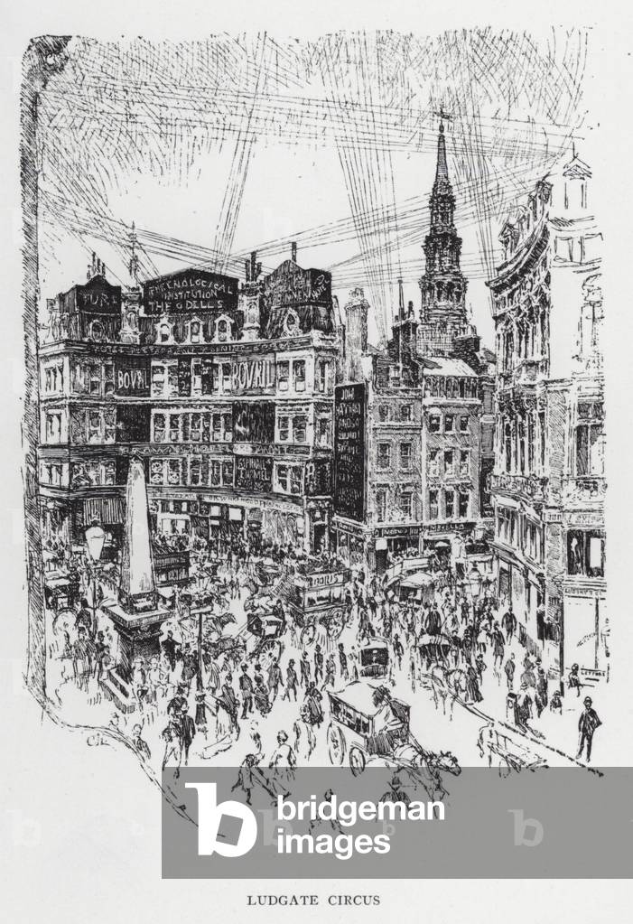 Image of Print depicting Ludgate Circus (litho) by Joseph Pennell
