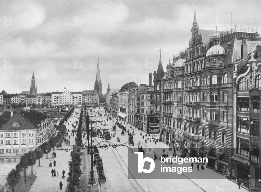 Bild von Fotografie "Hamburg: Jungfernstieg (s/w Foto)" 1920 von German Photographer