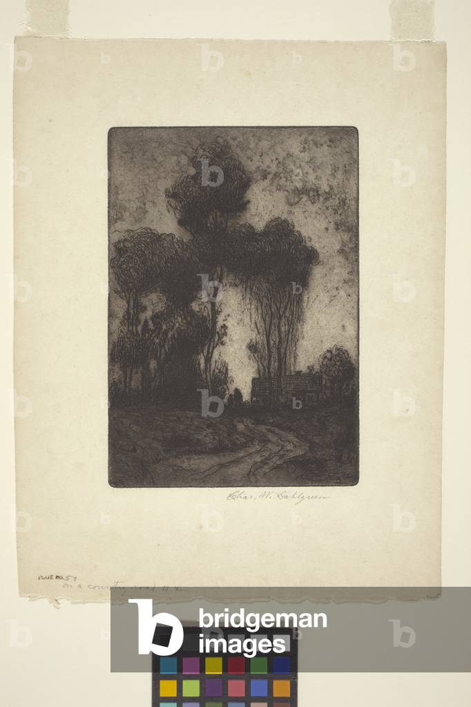 Immagine di Incisione "On A Country Road # 2 (acquaforte e acquatinta)" 1913 di Unknown Artist, b/w