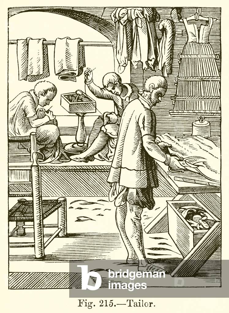 Tailor (engraving) by French Artist, b/w