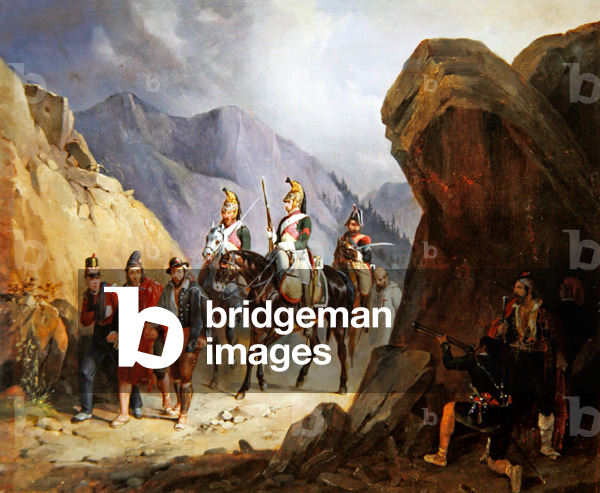 Bild von Zeichnung "Der Hinterhalt" von Emile Jean Horace Vernet