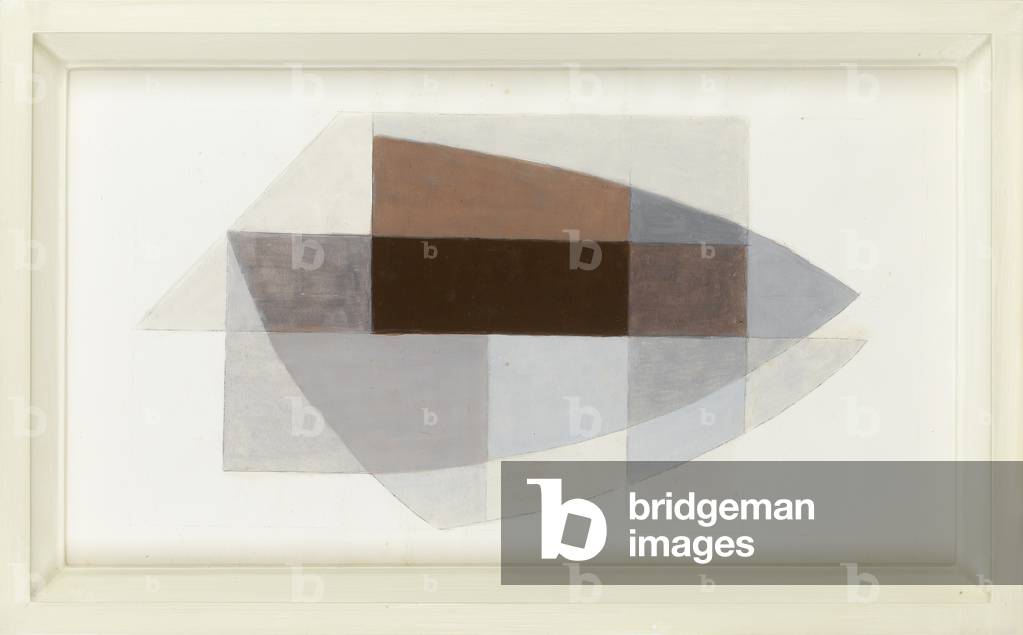 Immagine di Dipinto "Design originale per forme triangolari in grigio e marrone" 1960 di Kathleen Guthrie