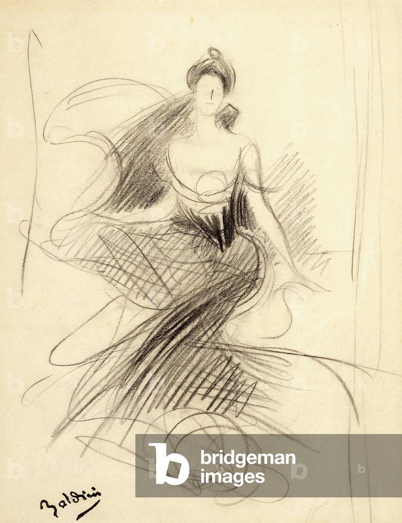 Portrait of Madame X by Giovanni Boldini, b/w