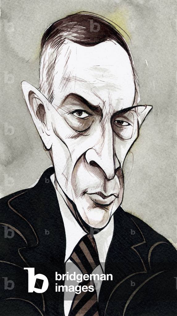 "Sergei Rachmaninov - caricatura del compositore russo" di Neale Osborne