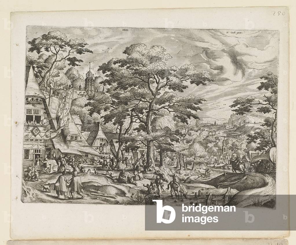 Paysage avec scène de village, 1562 (eau-forte)