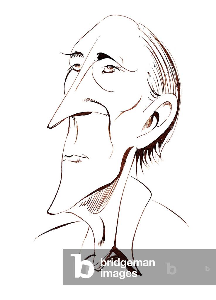Frederick Delius -  caricature by Neale Osborne, b/w