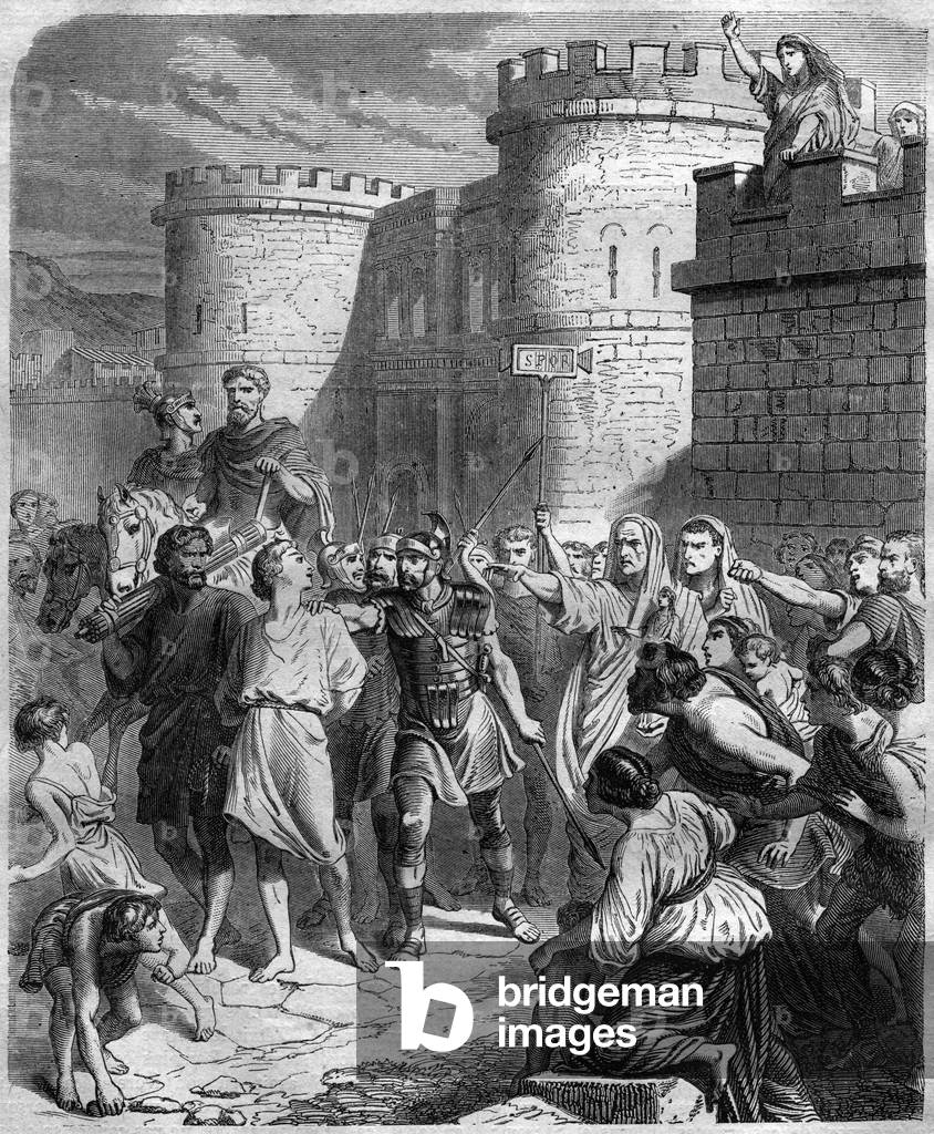 Martyrdom of Saint Symphorian in Autun, c. 178, engraving