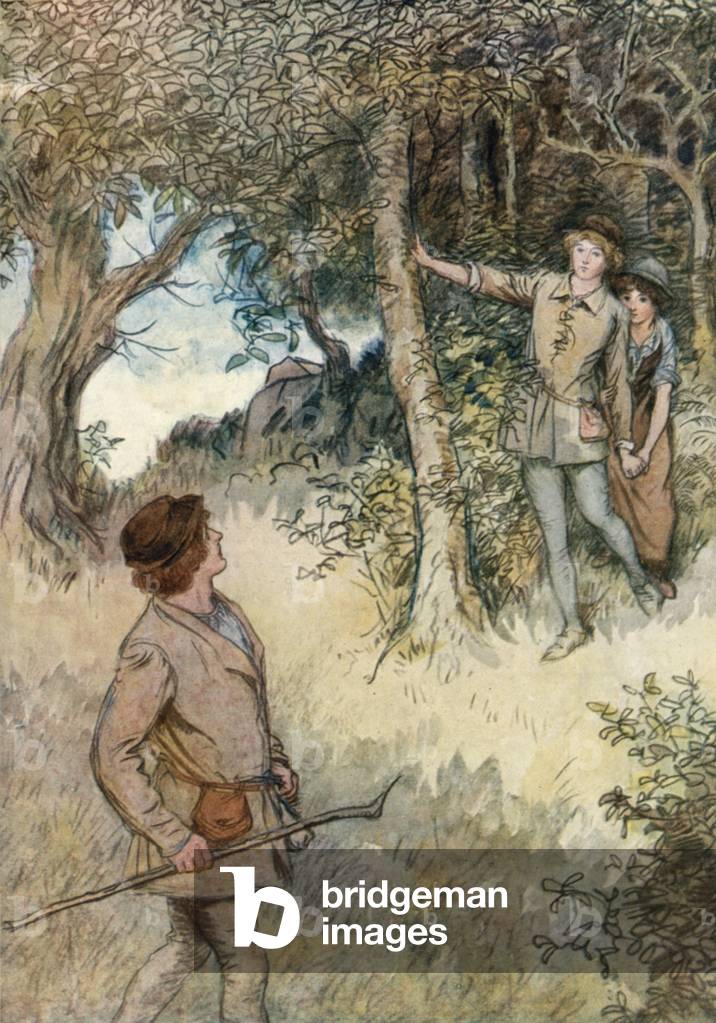 Illustration for Shakespeare's As You Like It (colour litho) by Hugh Thomson
