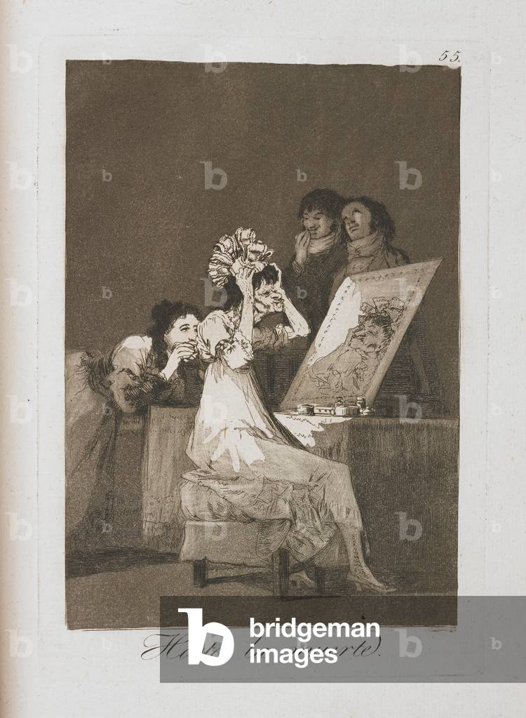 Image of Engraving depicting Plate from Los Caprichos, 1797-1798 by Francisco Jose de Goya y Lucientes, b/w