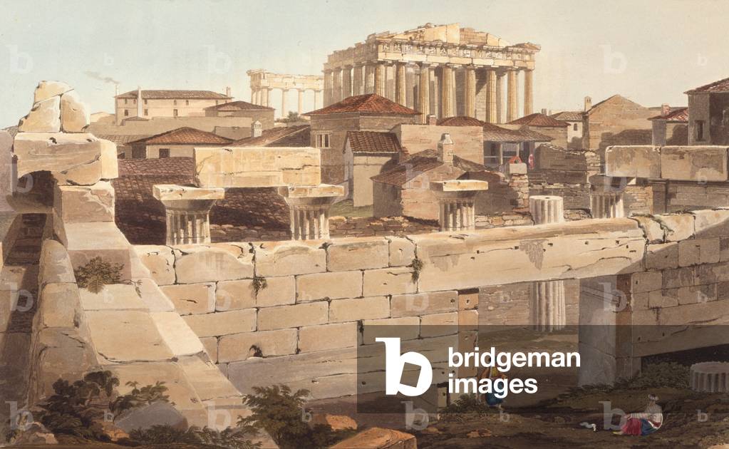 Partenone e il Erechtheion, da 'Viste in grece', 1821 (colore lito)