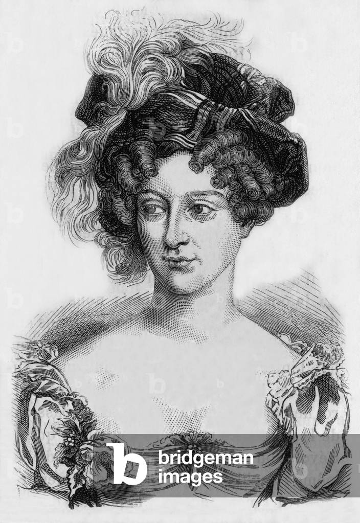 Bild von Gravur "Die Herzogin von Berry" 1801 von French School, b/w