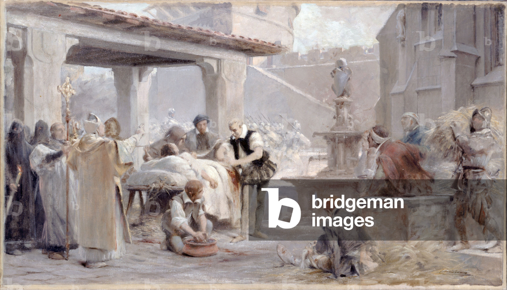 Schizzo per la scala della Sorbona: Ambroise Paré all'assedio di Metz, circa 1888 (matita, olio su tela)