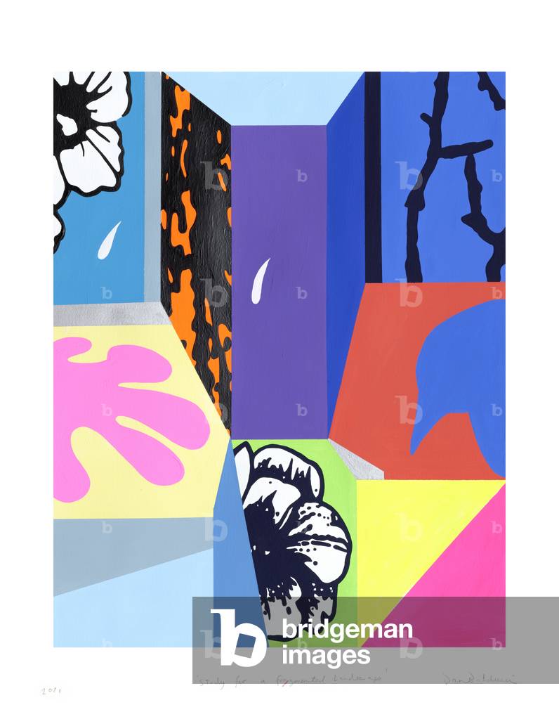 Studie für Fragmentierte Landschaft, 2020 (Pigment und Acryl auf Papier)