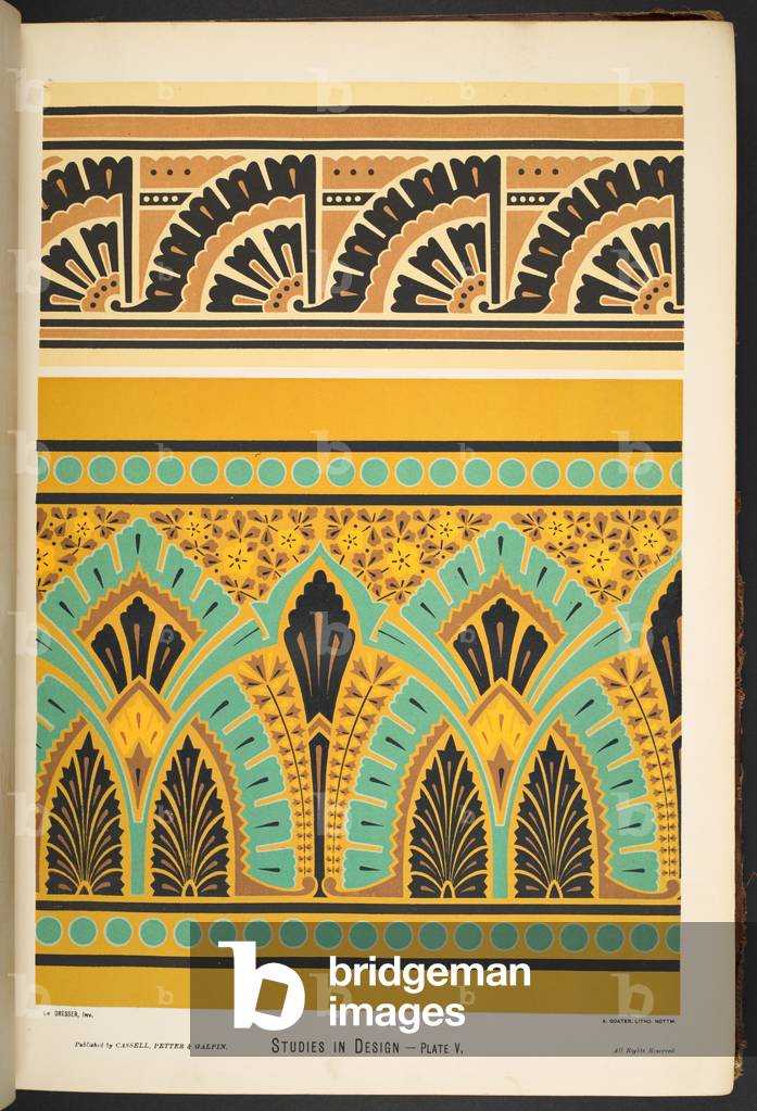 Placca v, da Studi in Design. [60 tavole colorate.], 1874-76 (lito a colori)