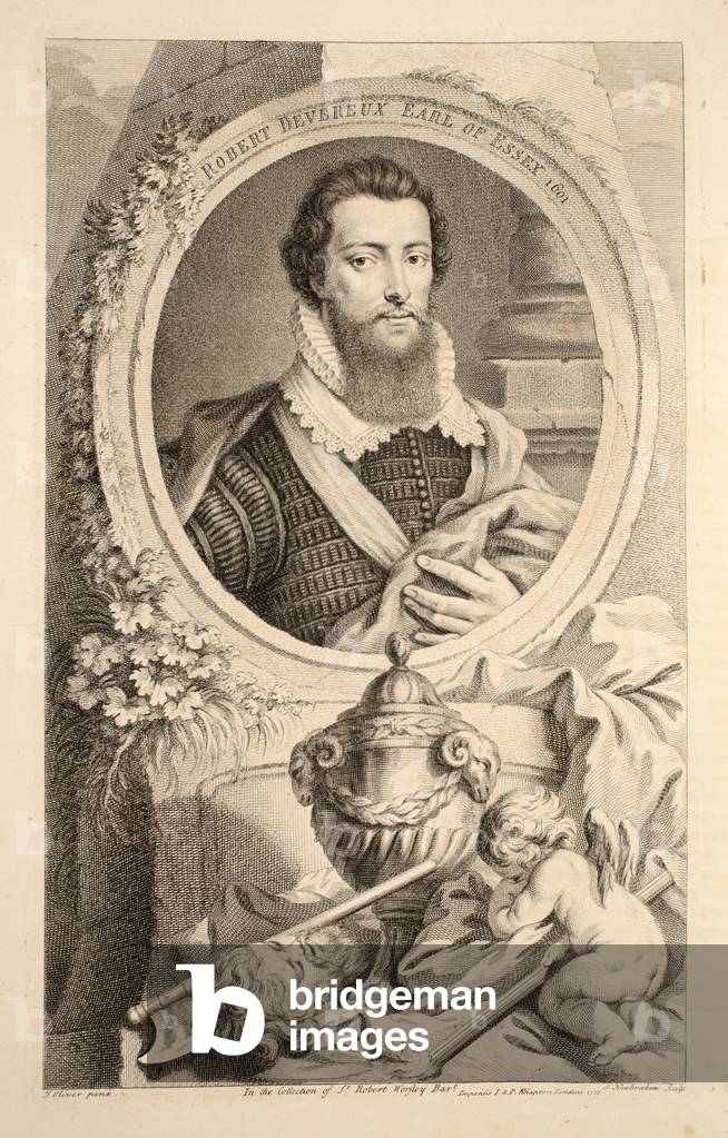Portrait of Robert Devereux, Earl of Essex, 1601, illustration from 'Heads of Illustrious Persons of Great Bri