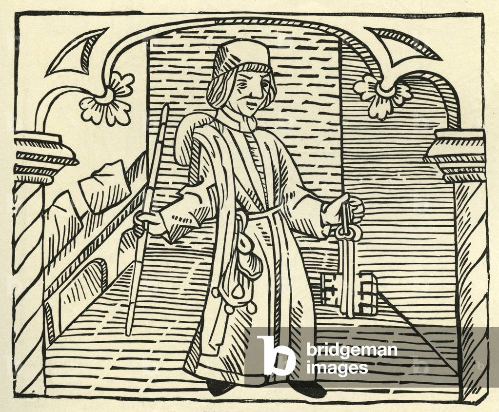Bild von Druck "Mittelalterlicher Mautsammler" 1801