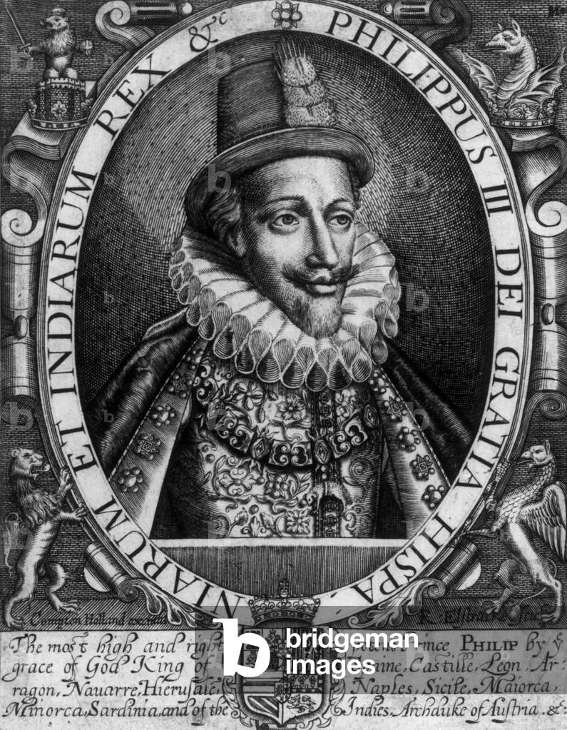 "Philipp III. (1578-1621) König von Spanien in 1598-1621" 1501, b/w