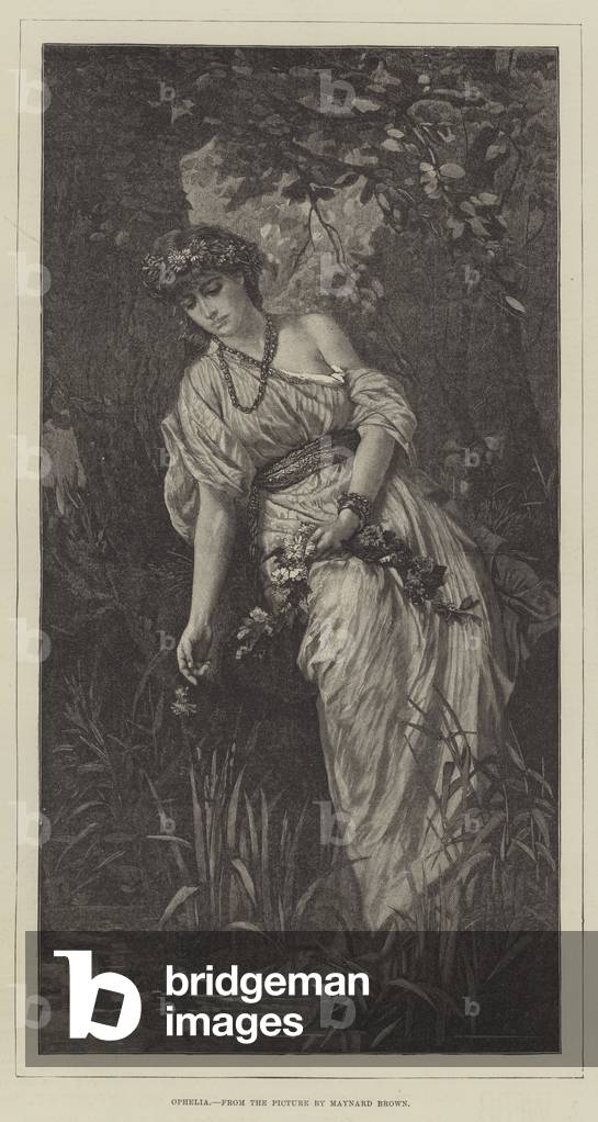 "Ofelia (incisione)" 1885 di Maynard Brown