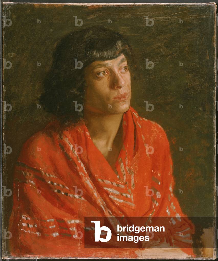 Der rote Schal, um 1890 (öl auf leinwand)