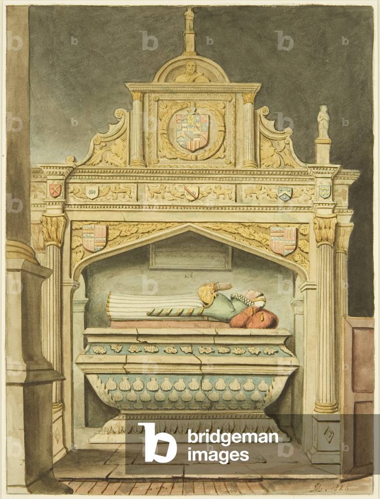 Image of Drawing depicting Miss Newton's Monument in St Peter's Church (w/c on paper) by Joseph Manning