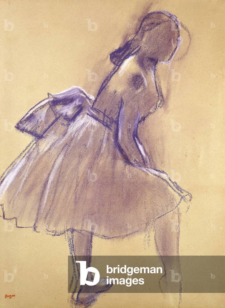 Dancer Standing, in Profile; Danseuse Debout, de Profil, c.1880 (pastello su carta abbronzata di cui a bordo)