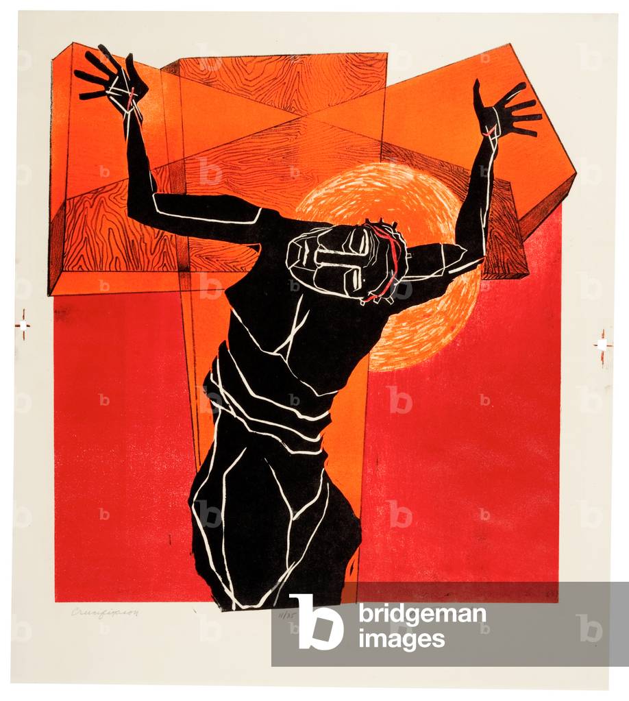 Image of Print depicting Crucifixion (colour litho) 1901 by Jack Perlmutter