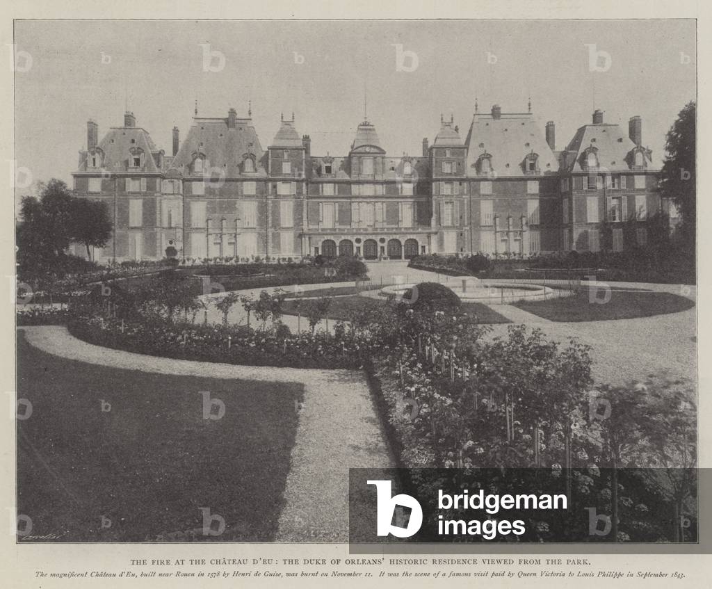 Bild von Druck "Das Feuer im Chateau d'Eu" 1902 von English Photographer, b/w