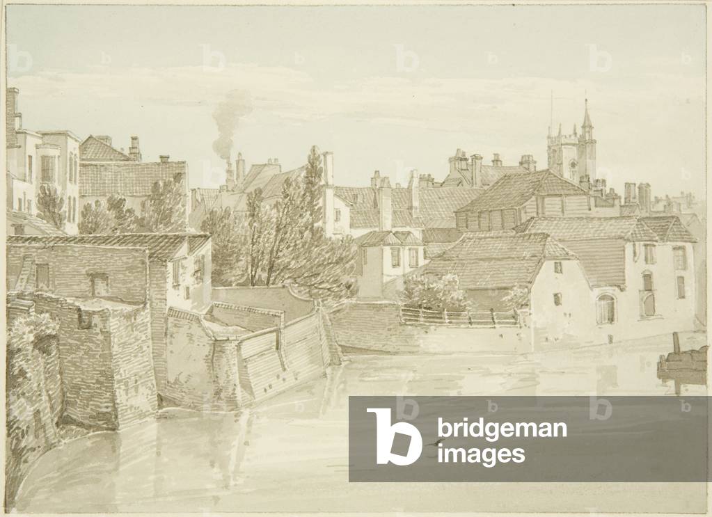 Die Mündung des Burggrabens (Bleistift & Aquarell auf Papier)