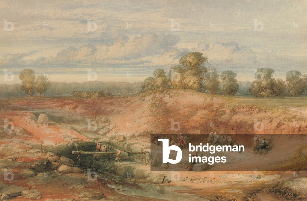 Una cava in Spagna (matita e acquerello con graffi)