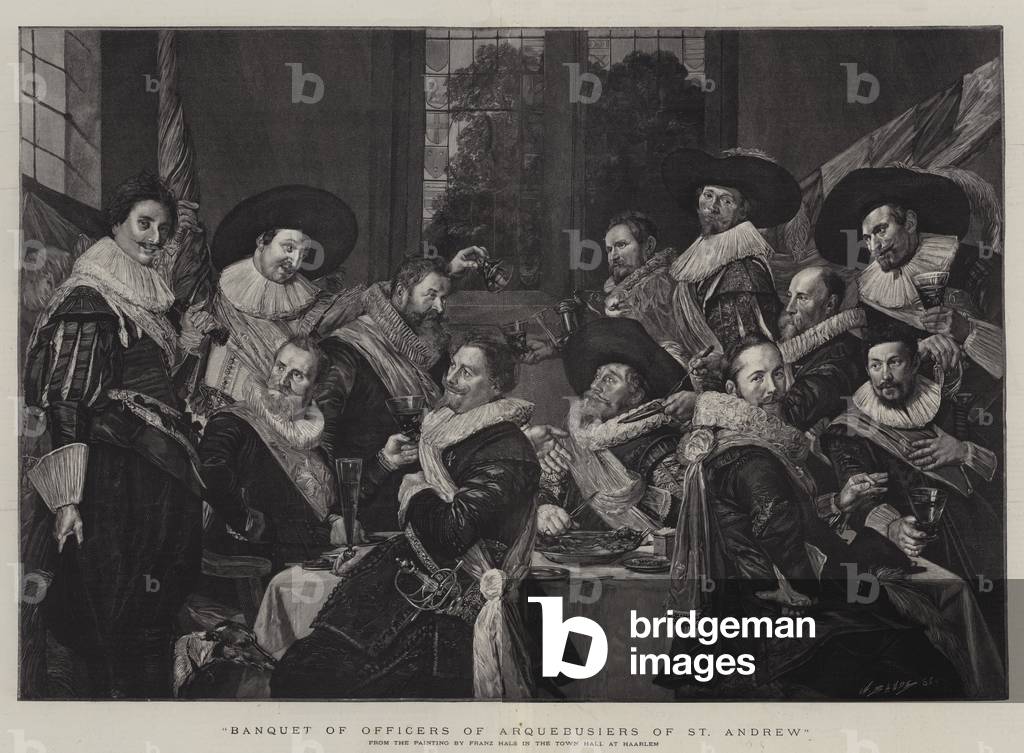 Bankett der Offiziere von Arquebusiers von St. Andrew (Gravur)