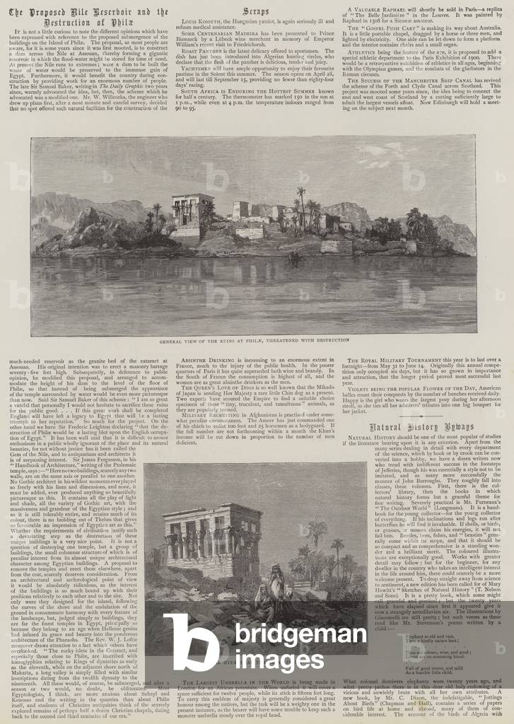 Das vorgeschlagene Nilreservoir und die Zerstörung von Philae (Gravur)