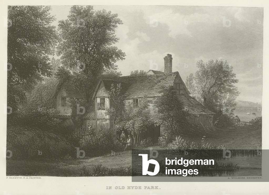 "In Old Hyde Park (Gravur)" von Patrick Nasmyth, b/w