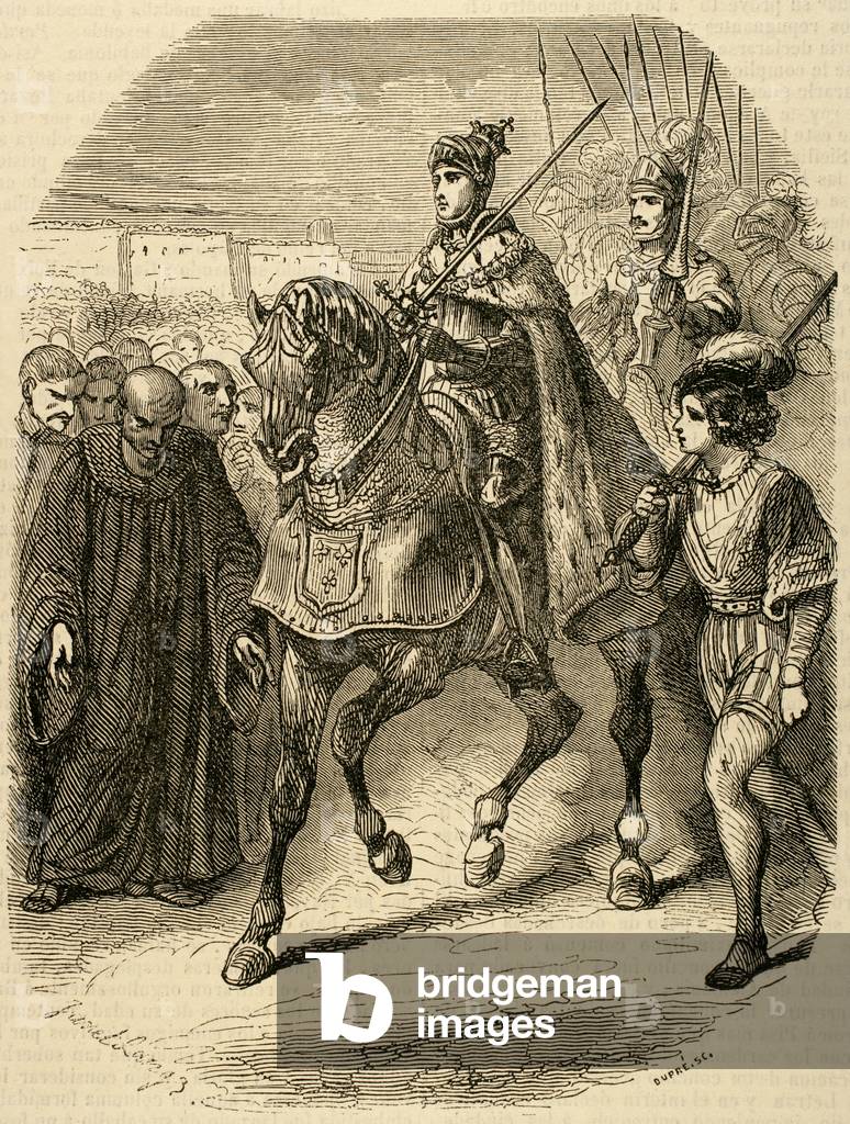 Ludwig XII. (1462-1515) König von Frankreich in die Stadt Genua. Gravur, 1851.