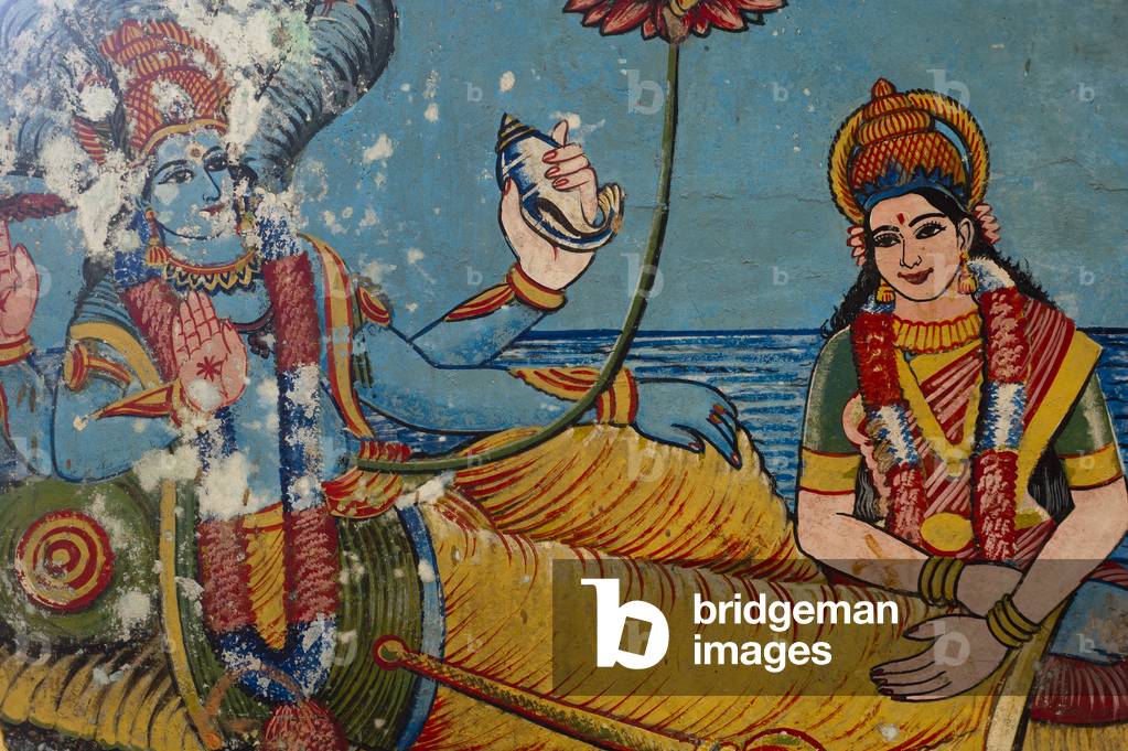 Immagine di Fotografia "Dipinto di divinità indù sul muro di un tempio in Sangamankanda"
