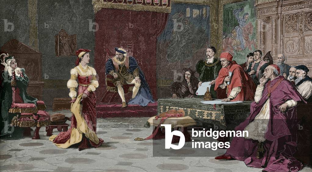 Il processo alla regina Caterina il 21 giugno 1529. Incisione, XIX secolo