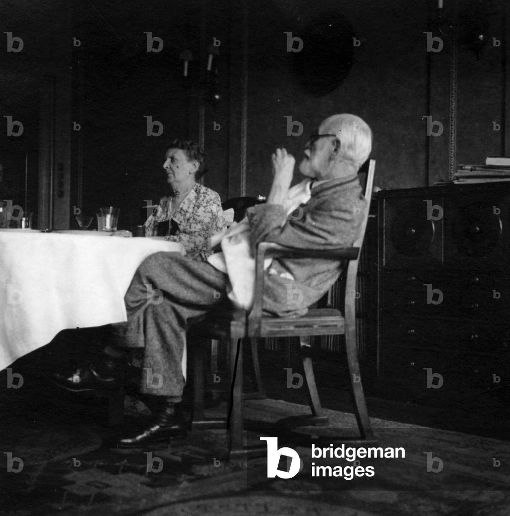 Image of Sigmund Freud (18561939) austrian psychoanalyst here with his