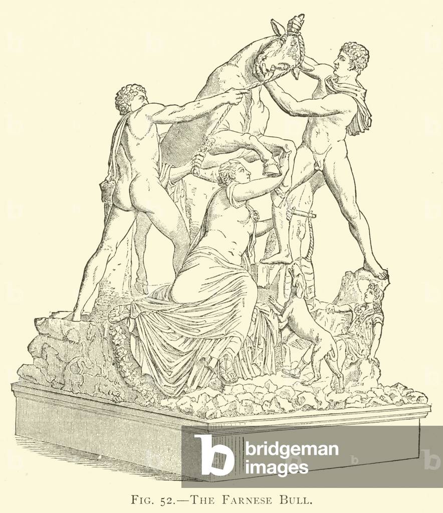 "Il Toro Farnese (incisione)" di American School, b/w