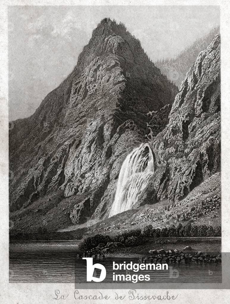 Bild von Gravur "La Pissevache (Wasserfall von Salanche)" 1830