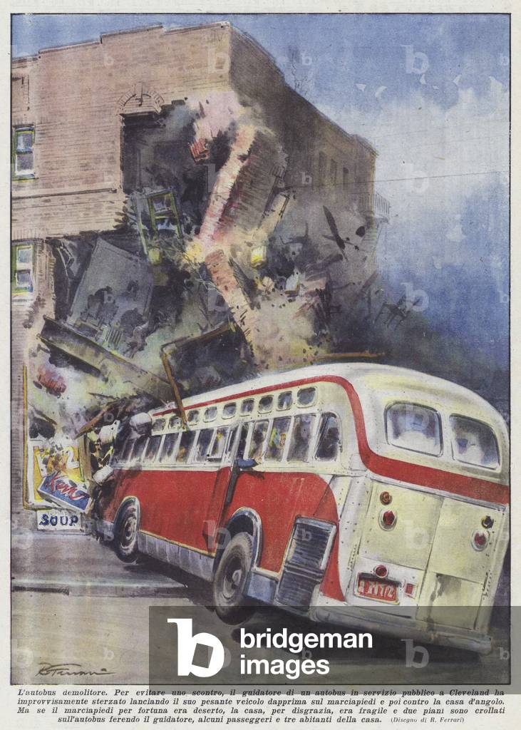 L'autobus demolitore (colour litho)