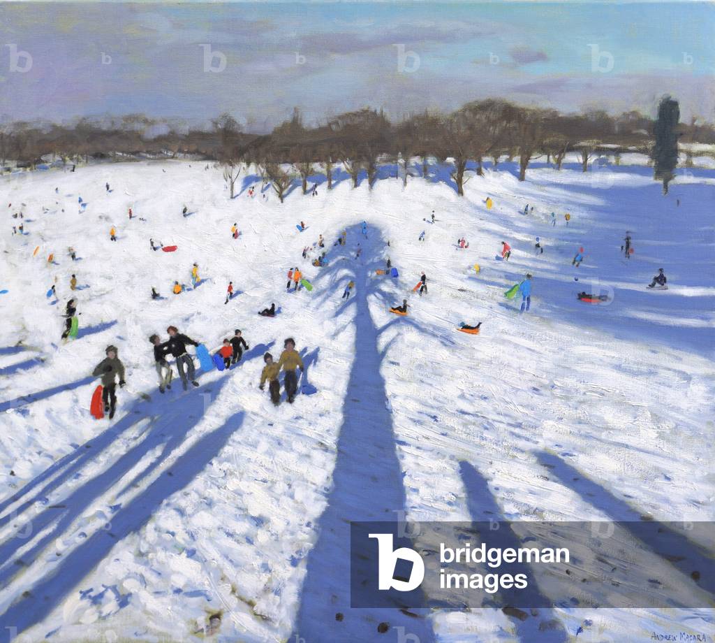 Sledging, Wollaton Park, 2017 (olio su tela)