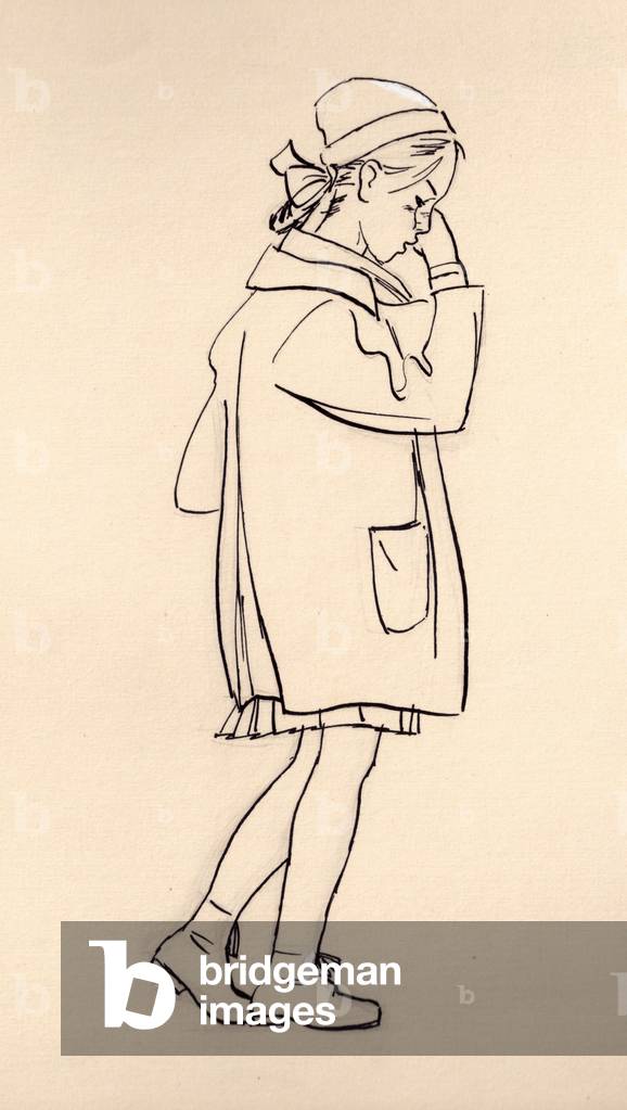 Illustration de “The School Desk” de Nina Rakovskaya, 1962 (encre indienne sur papier)