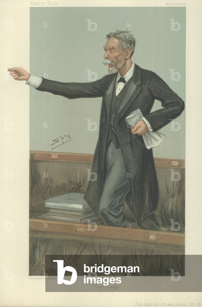 Sir John Gordon Swift MacNeill (colour litho) by Leslie Matthew Ward