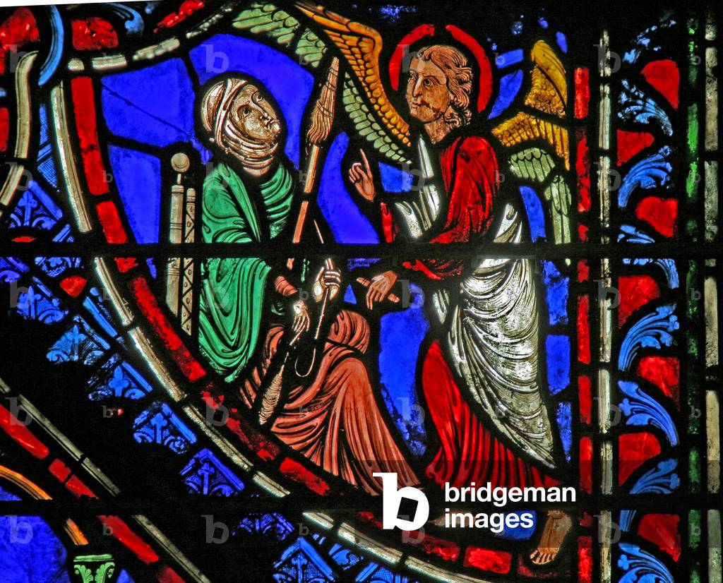 Window w1 depicting the Annunciation to St Anne (stained glass) by French Artist